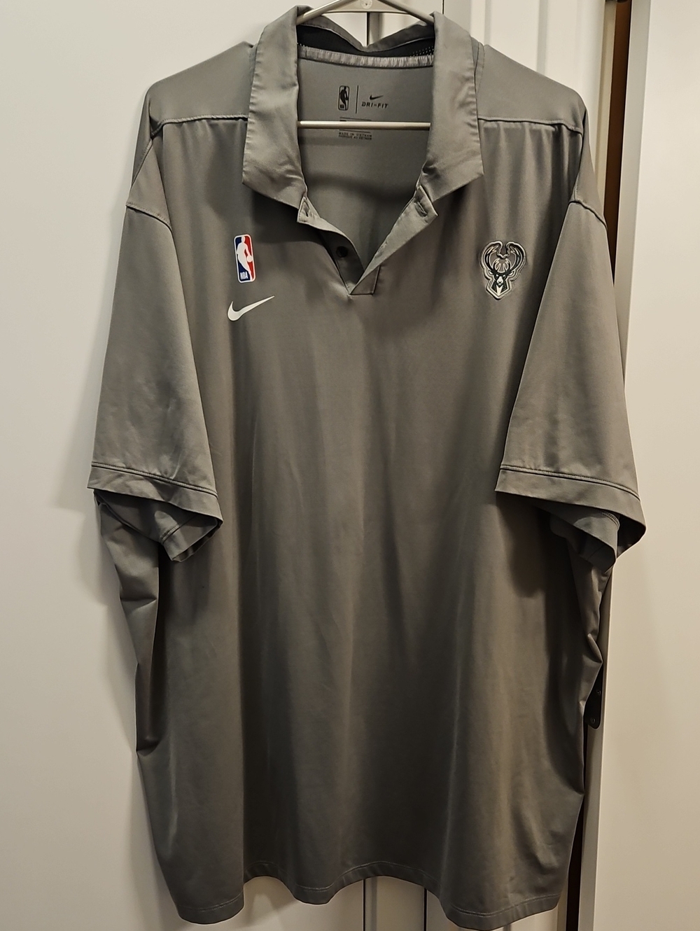 Nike DRI-FIT Gray Milwaukee Bucks NBA Polo Shirt